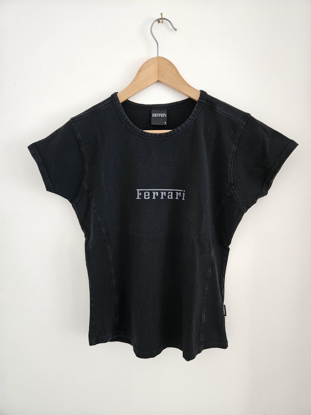 Vintage Ferrari Black Logo Shirt Womens Size 3 (Medium) 2002